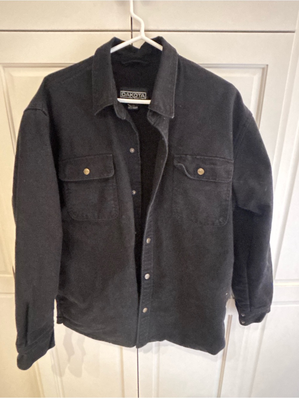 Dakota Men’s L Black Cotton Lined Work Shirt Jacket Shacket Snap Front